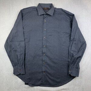 Etro Milano Mens Shirt 46 / 2XL Black Print Button Up Long Sleeve Luxury Italy